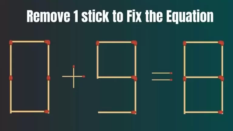 Brain Teaser: 0+9=8 Remove 1 Stick To Fix The Equation