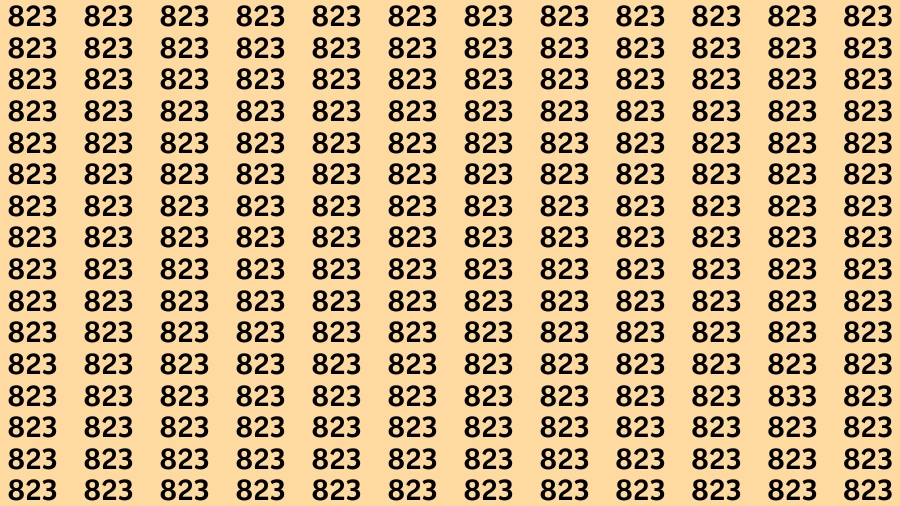 Visual Test: If you have Hawk Eyes Find the Number 833 among 823 in 15 Secs