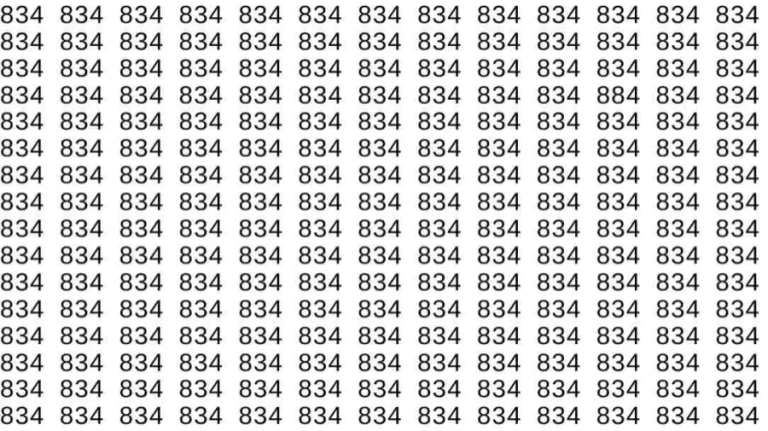 Optical Illusion Brain Test: If you have Hawk Eyes Find the number 884 among 834 in 9 Seconds?