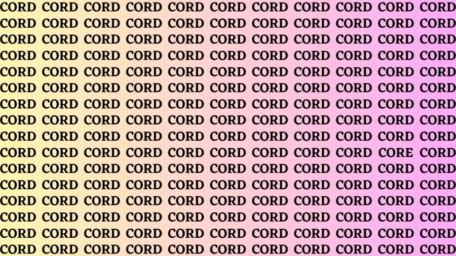 Brain Test: If you have Hawk Eyes Find the Word Core among Cord in 18 Secs
